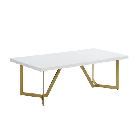 White Wood Coffee Table With Gold Painted Legs - Walmart.com within Styling Your Space The Charm of Black Wood Coffee Tables with Gold Accents